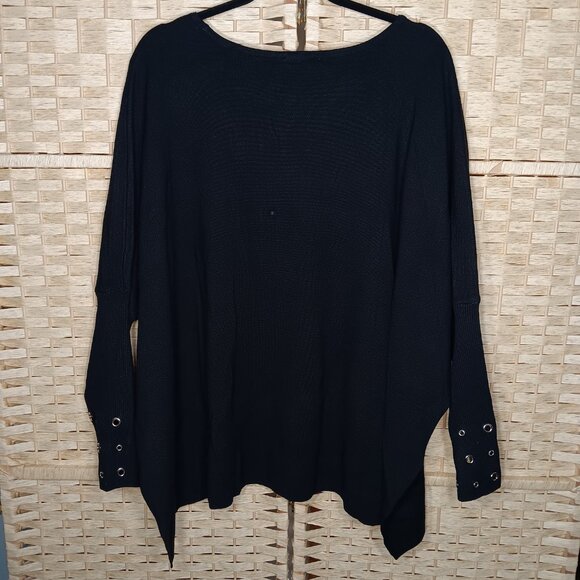Chico's Grommet Scoop Neck Long Sleeve Sweater Rayon Blend Relaxed Batwing L 12 - Picture 7 of 12
